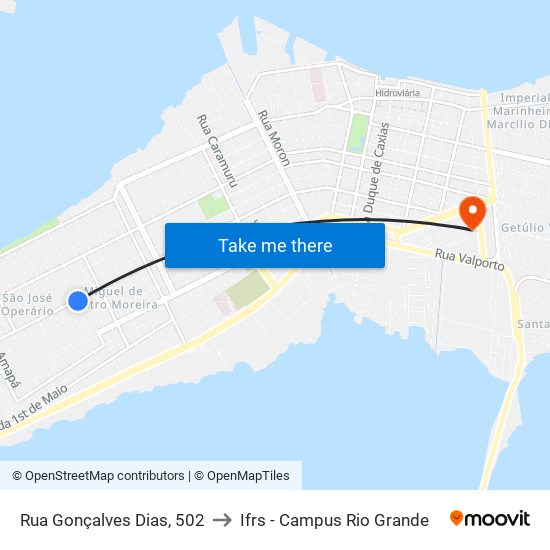 Rua Gonçalves Dias, 502 to Ifrs - Campus Rio Grande map