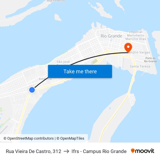 Rua Vieira De Castro, 312 to Ifrs - Campus Rio Grande map