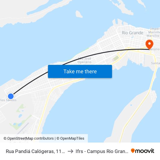 Rua Pandiá Calógeras, 1118 to Ifrs - Campus Rio Grande map