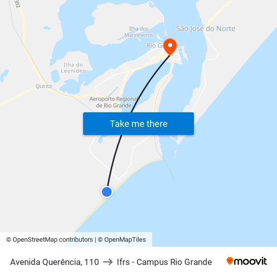 Avenida Querência, 110 to Ifrs - Campus Rio Grande map