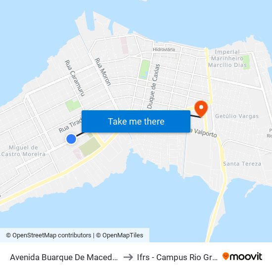 Avenida Buarque De Macedo, 362 to Ifrs - Campus Rio Grande map