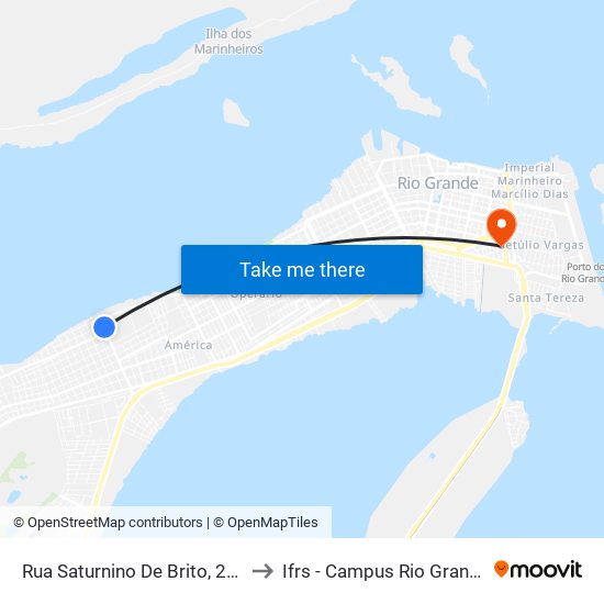 Rua Saturnino De Brito, 258 to Ifrs - Campus Rio Grande map