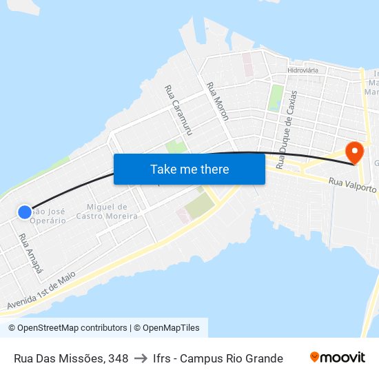 Rua Das Missões, 348 to Ifrs - Campus Rio Grande map