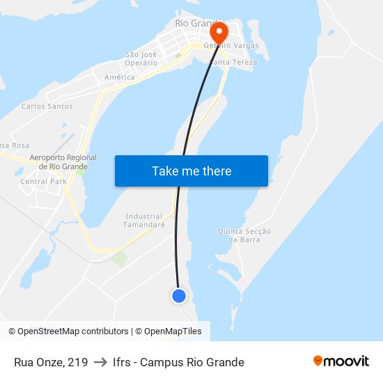 Rua Onze, 219 to Ifrs - Campus Rio Grande map