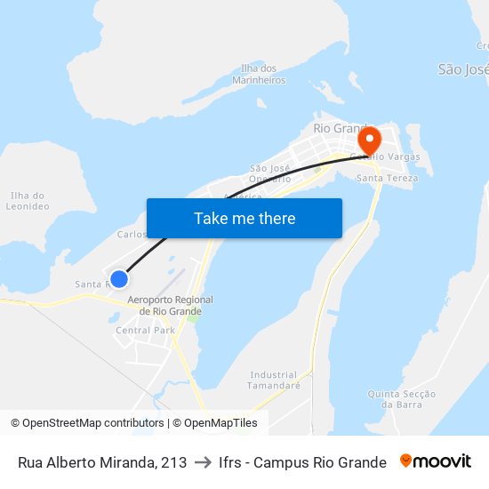 Rua Alberto Miranda, 213 to Ifrs - Campus Rio Grande map