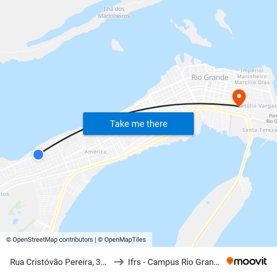 Rua Cristóvão Pereira, 301 to Ifrs - Campus Rio Grande map