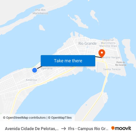 Avenida Cidade De Pelotas, 1314 to Ifrs - Campus Rio Grande map