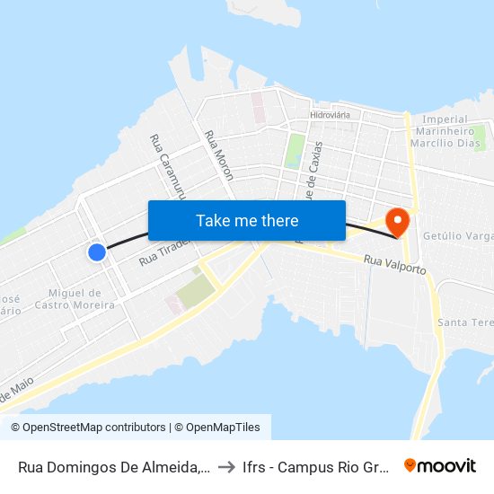 Rua Domingos De Almeida, 423 to Ifrs - Campus Rio Grande map