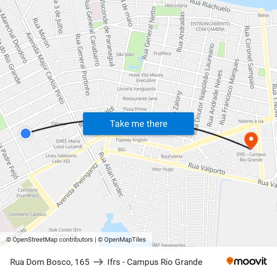 Rua Dom Bosco, 165 to Ifrs - Campus Rio Grande map