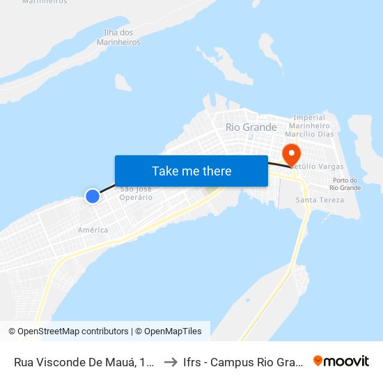 Rua Visconde De Mauá, 1373 to Ifrs - Campus Rio Grande map
