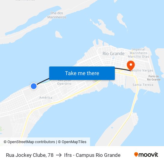 Rua Jockey Clube, 78 to Ifrs - Campus Rio Grande map