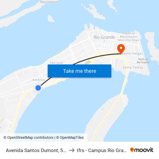 Avenida Santos Dumont, 513a to Ifrs - Campus Rio Grande map