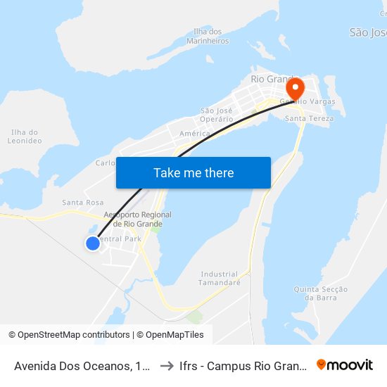 Avenida Dos Oceanos, 197 to Ifrs - Campus Rio Grande map