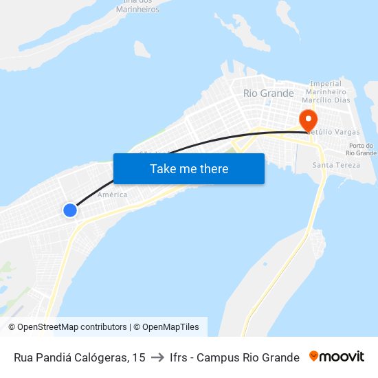 Rua Pandiá Calógeras, 15 to Ifrs - Campus Rio Grande map