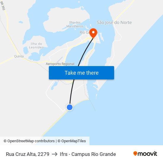 Rua Cruz Alta, 2279 to Ifrs - Campus Rio Grande map
