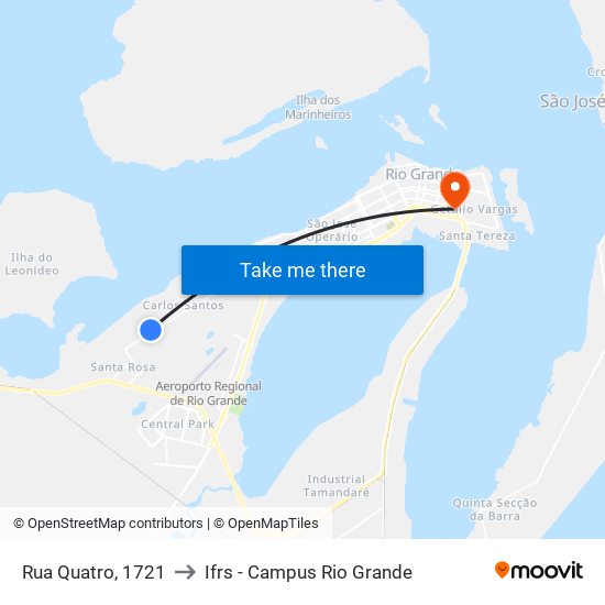 Rua Quatro, 1721 to Ifrs - Campus Rio Grande map