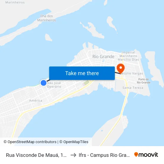 Rua Visconde De Mauá, 1173 to Ifrs - Campus Rio Grande map