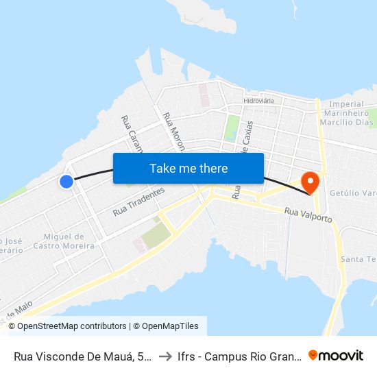 Rua Visconde De Mauá, 552 to Ifrs - Campus Rio Grande map