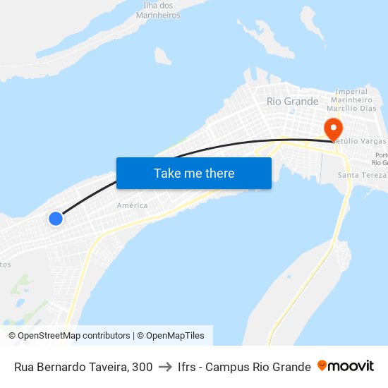 Rua Bernardo Taveira, 300 to Ifrs - Campus Rio Grande map