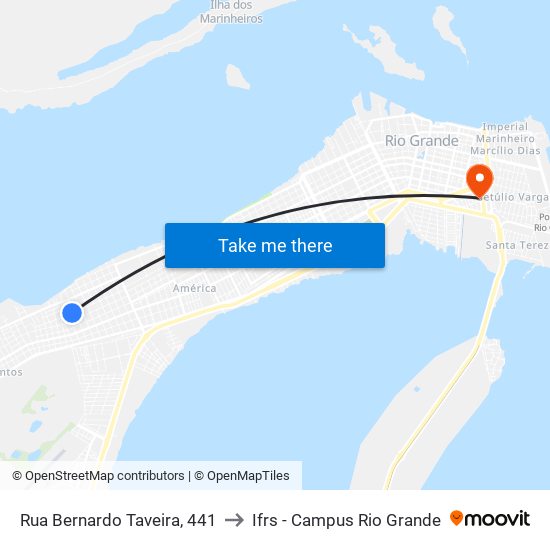 Rua Bernardo Taveira, 441 to Ifrs - Campus Rio Grande map
