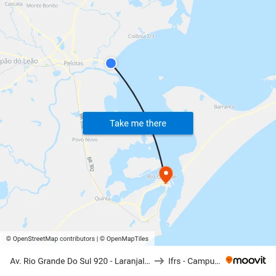 Av. Rio Grande Do Sul 920 - Laranjal Pelotas - Rs 96090-590 Brasil to Ifrs - Campus Rio Grande map