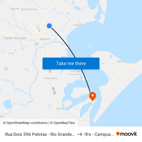 Rua Dois 596 Pelotas - Rio Grande Do Sul 96071-434 Brasil to Ifrs - Campus Rio Grande map