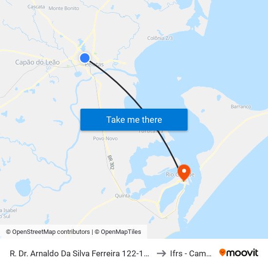 R. Dr. Arnaldo Da Silva Ferreira 122-158 - Fragata Pelotas - Rs 96040-050 Brasil to Ifrs - Campus Rio Grande map