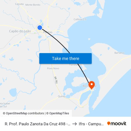 R. Prof. Paulo Zanota Da Cruz 498 - Fragata Pelotas - Rs Brasil to Ifrs - Campus Rio Grande map