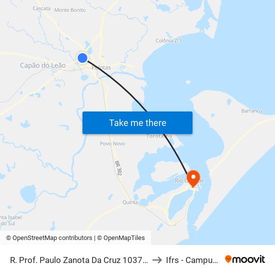 R. Prof. Paulo Zanota Da Cruz 1037 - Fragata Pelotas - Rs Brasil to Ifrs - Campus Rio Grande map