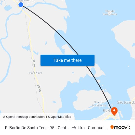 R. Barão De Santa Tecla 95 - Centro Pelotas - Rs Brasil to Ifrs - Campus Rio Grande map