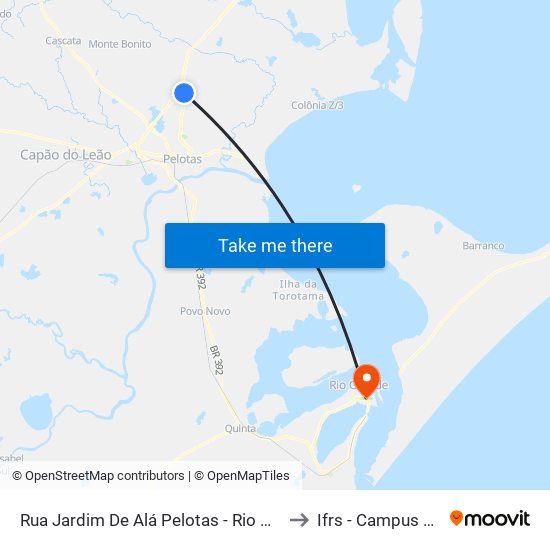 Rua Jardim De Alá Pelotas - Rio Grande Do Sul Brasil to Ifrs - Campus Rio Grande map