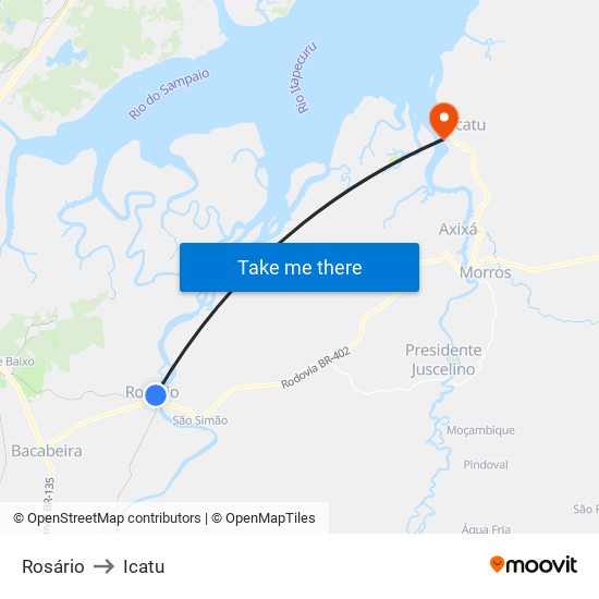 Rosário to Icatu map