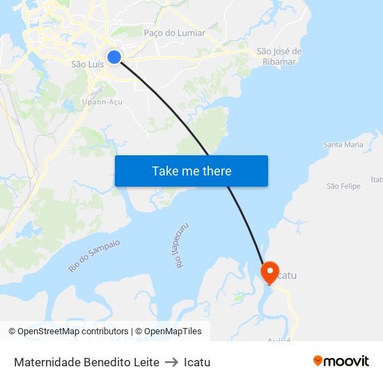 Maternidade Benedito Leite to Icatu map