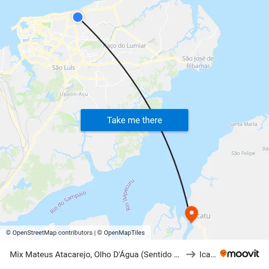 Mix Mateus Atacarejo, Olho D'Água (Sentido Bairro) to Icatu map