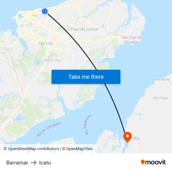 Barramar to Icatu map