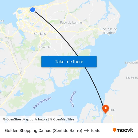 Golden Shopping Calhau (Sentido Bairro) to Icatu map