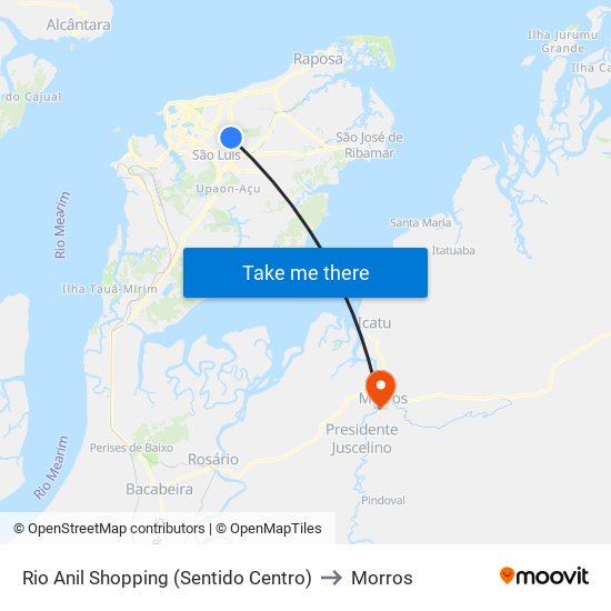Rio Anil Shopping (Sentido Centro) to Morros map