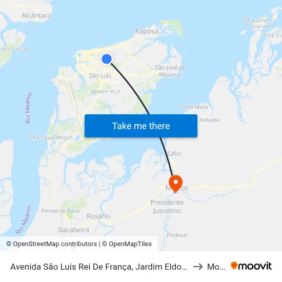 Avenida São Luís Rei De França, Jardim Eldorado (Sentido Centro) to Morros map