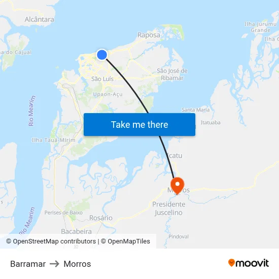 Barramar to Morros map