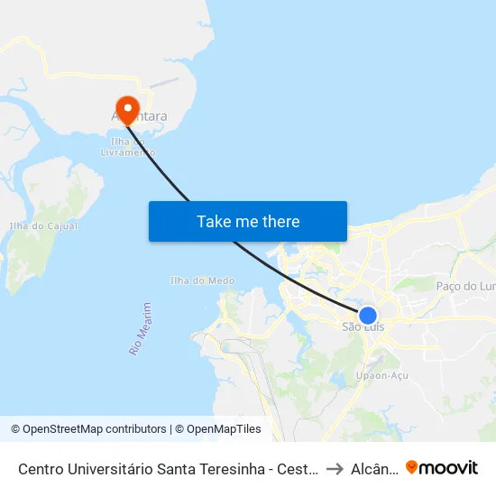 Centro Universitário Santa Teresinha - Cest (Sentido Centro) to Alcântara map
