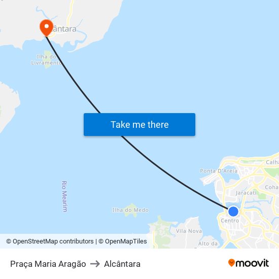 Praça Maria Aragão to Alcântara map