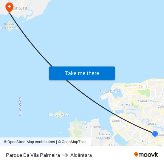 Parque Da Vila Palmeira to Alcântara map