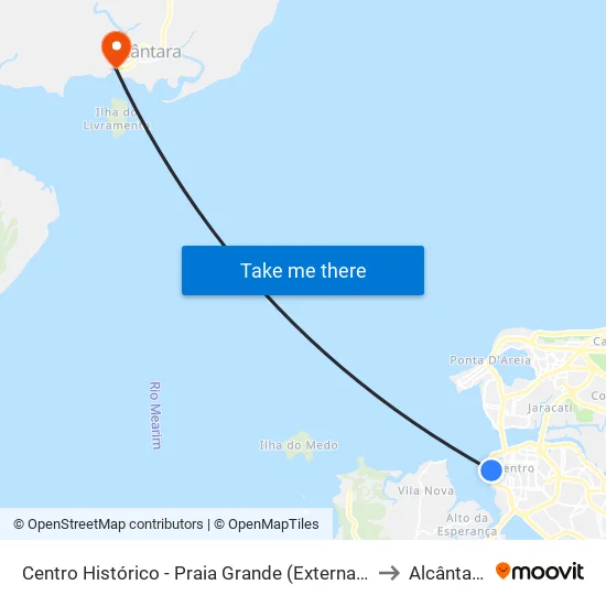 Centro Histórico - Praia Grande (Externa 1) to Alcântara map