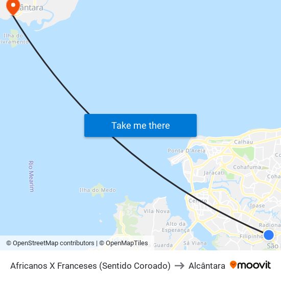 Africanos X Franceses (Sentido Coroado) to Alcântara map