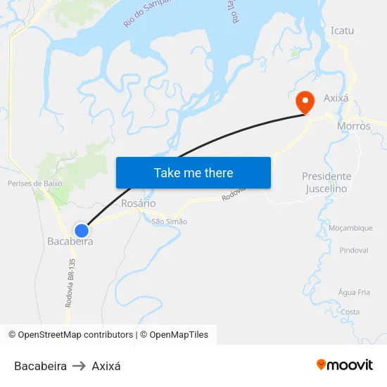 Bacabeira to Axixá map
