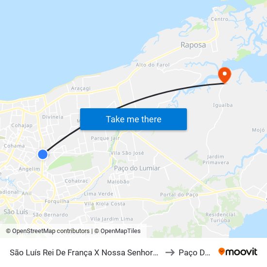 São Luís Rei De França X Nossa Senhora Da Vitória (Sentido Centro) to Paço Do Lumiar map
