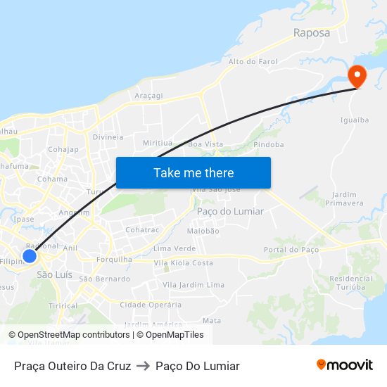 Praça Outeiro Da Cruz to Paço Do Lumiar map