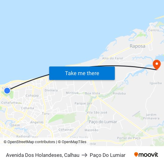 Avenida Dos Holandeses, Calhau to Paço Do Lumiar map
