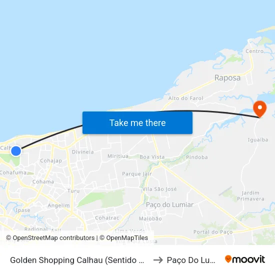 Golden Shopping Calhau (Sentido Bairro) to Paço Do Lumiar map
