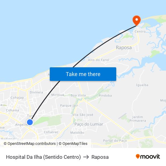 Hospital Da Ilha (Sentido Centro) to Raposa map
